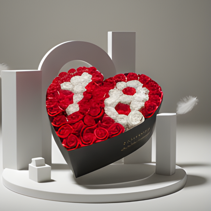 Aranjament floral 18 ani varsta aniversara cu trandafiri din sapun 59-62 trandafiri [8]