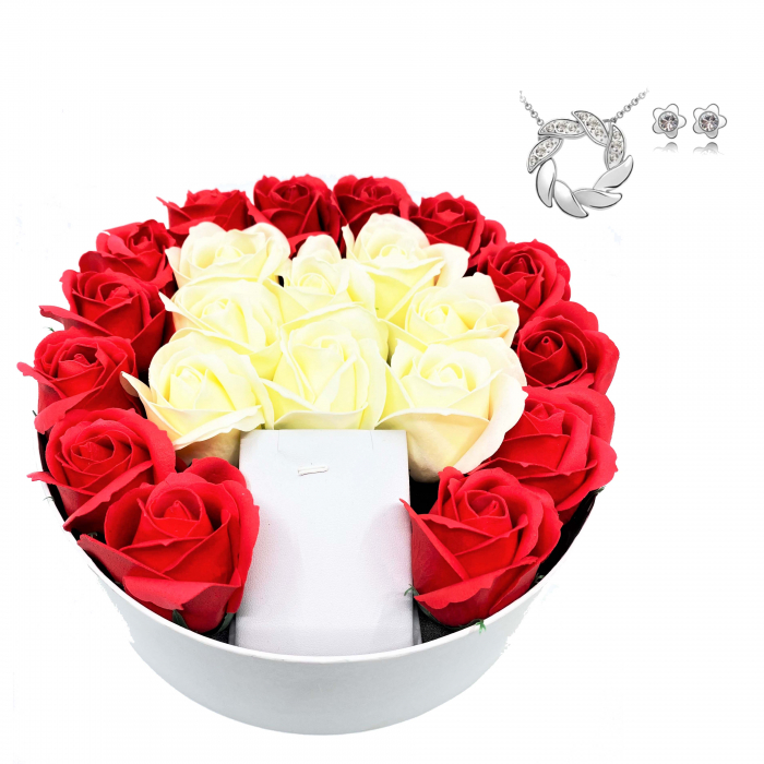 Aranjament floral cu 21 trandafiri din sapun AC-R208 SWEET AMURG WHITE [1]
