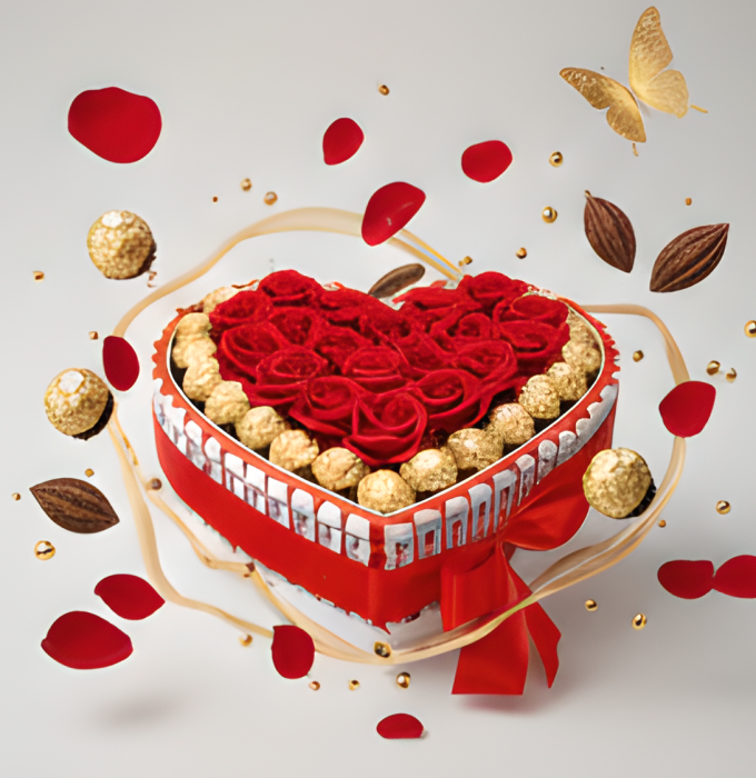 Aranjament Floral cu ciocolata  Kinder Ferrero, 19 Trandafiri, model LOVE19 [2]