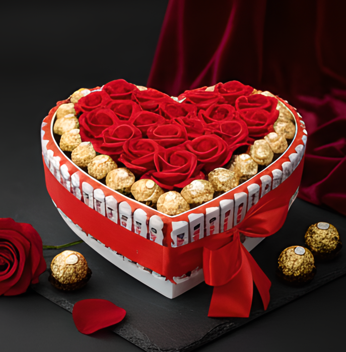 Aranjament Floral cu ciocolata  Kinder Ferrero, 19 Trandafiri, model LOVE19 [7]