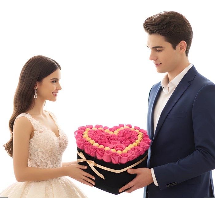 Aranjament Floral Fererro Pink, cu Trandafiri din sapun [2]