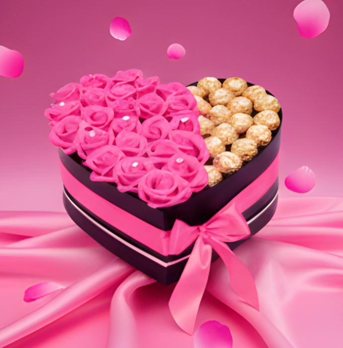 Aranjament Floral Fererro Pink, cu Trandafiri din sapun [4]