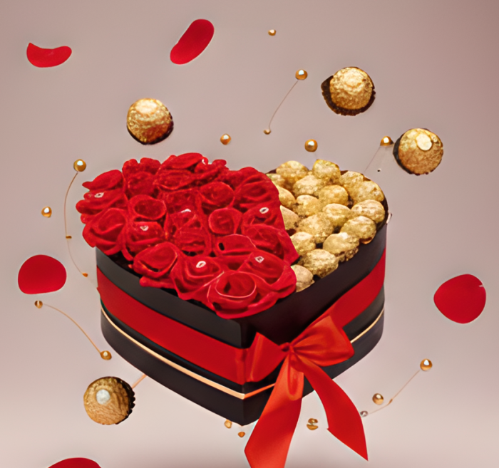 Aranjament Floral Fererro Red, cu Trandafiri din sapun, 30cm, marca eCADOU [8]