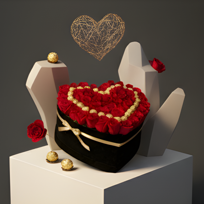 Aranjament Floral Fererro Red, cu Trandafiri din sapun EC45-29 [2]