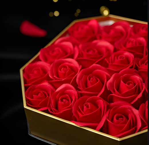 Aranjament floral  Gold octogon  cu trandafiri din sapun AGO121 [2]