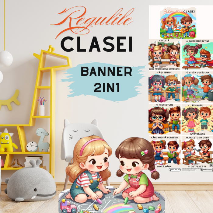 Banner Clasa Nazdravanilor Strengasilor cu regulile clasei tip postere educaționale din carton sau canvas SBE2026 [2]
