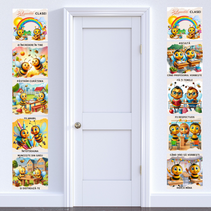 Banner Clasa Albinutelor cu regulile clasei tip postere educaționale din carton sau canvas SBE2025 [4]