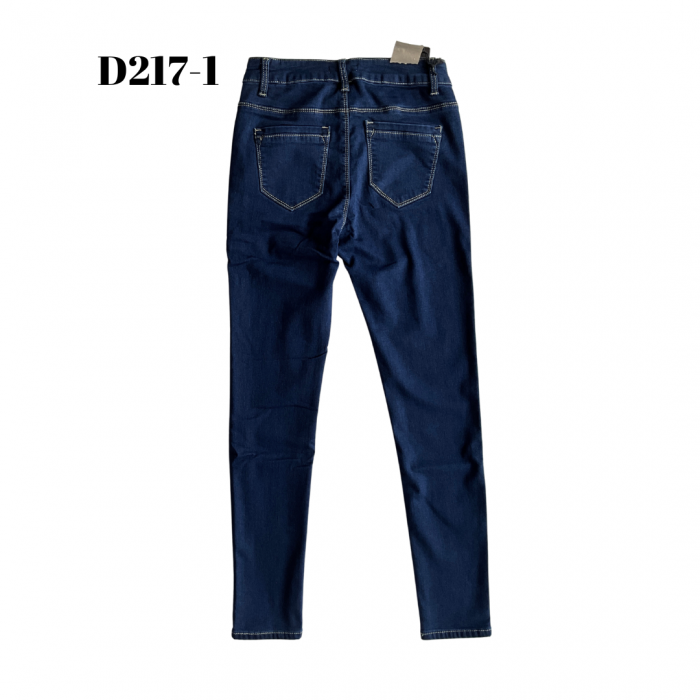 Blugi cu talie inalta, Bleumarin, D217-1, MimiDave, putin pufosi pe interior [2]