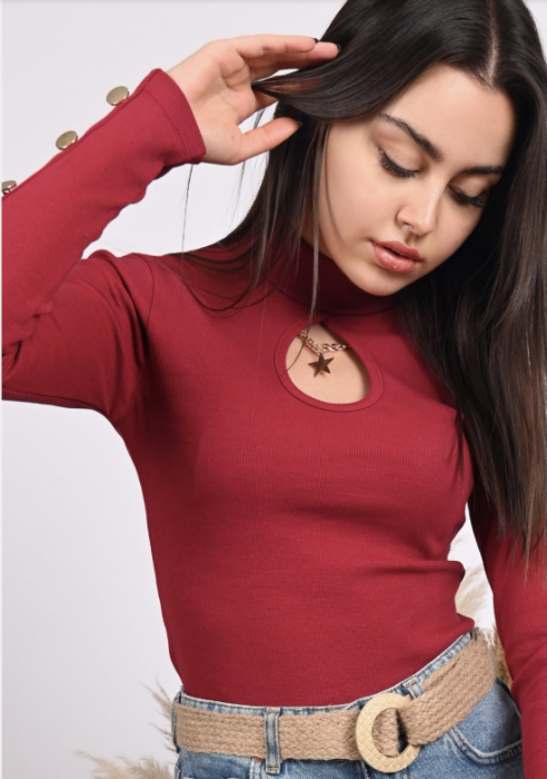 Bluza casual de dama din bumbac tetra grena, 9372-22 [4]