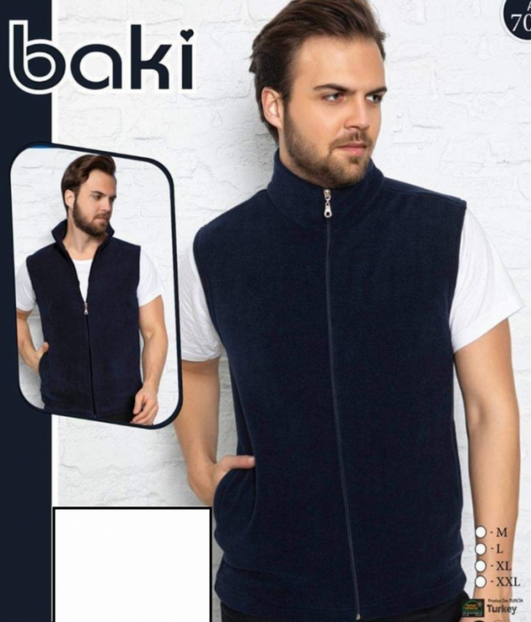 Vesta polar barbati, cu fermoar la baza gatului, culoare albastru [4]