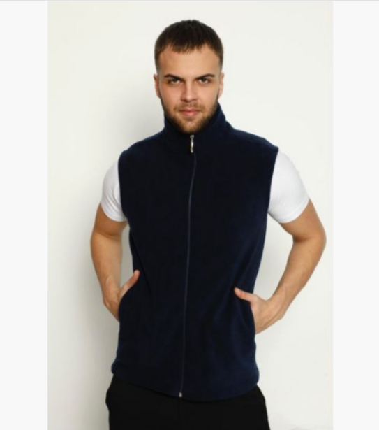 Vesta polar barbati, cu fermoar la baza gatului, culoare albastru [3]