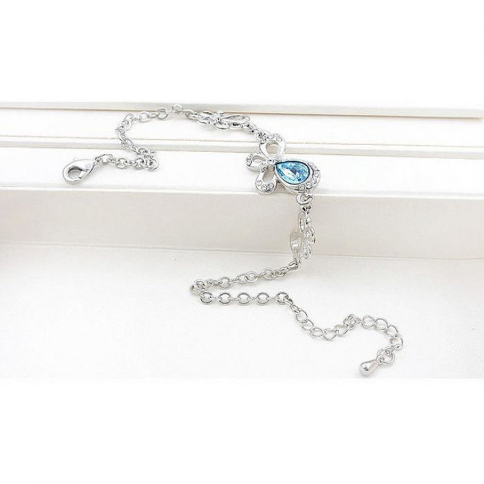 Bratara Butterffly bleo-aquamarine cu cristale, placata cu aur 18K [3]