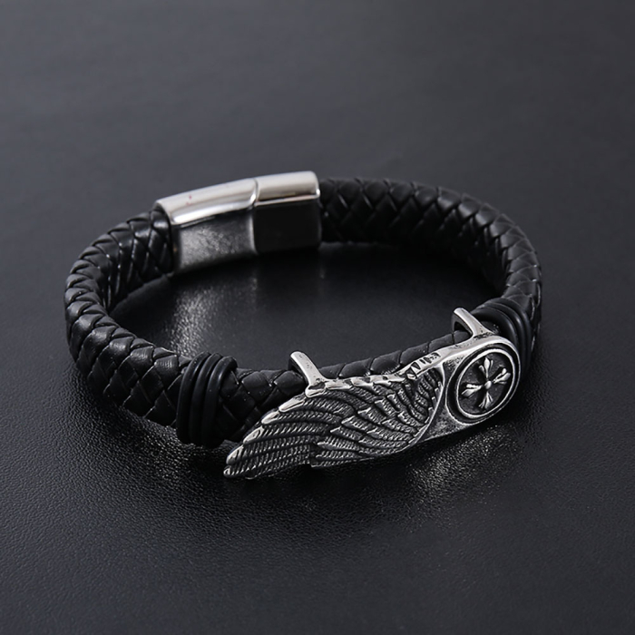 Bratara neagra, Thia Jewelry S.Steel, pentru barbati, din piele, NH-B023-23 [2]