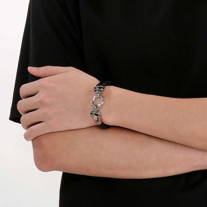 Bratara neagra, Thia Jewelry S.Steel, pentru barbati, din piele, NH-B036-23 [2]