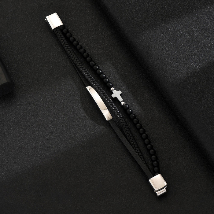 Bratara neagra, Thia Jewelry S.Steel, pentru dama, din piele, NH-B031-23 [3]