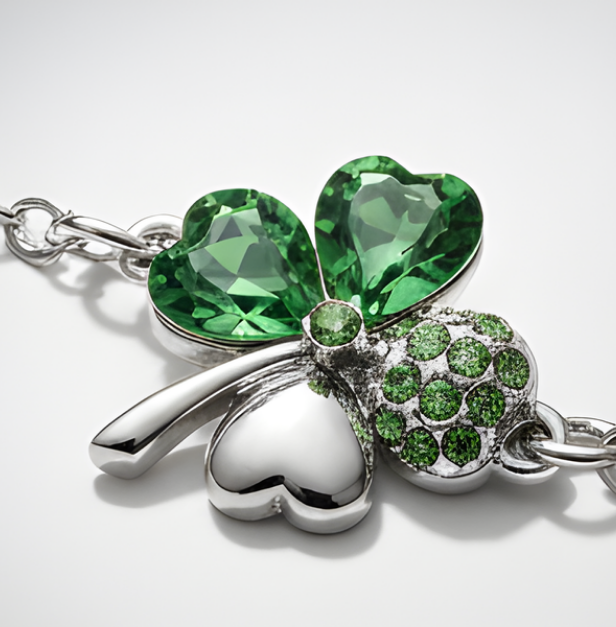 Bratara SWEET 4 LEAF green cu cristale, garantie produs 6 luni [3]