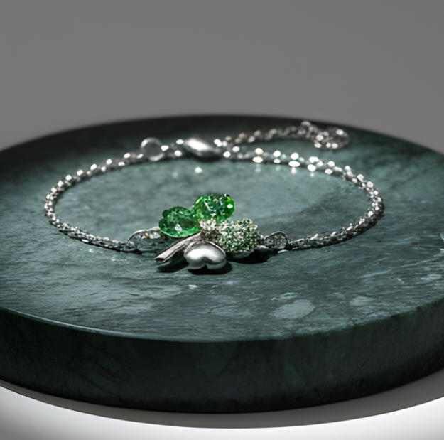 Bratara SWEET 4 LEAF green cu cristale, garantie produs 6 luni [5]