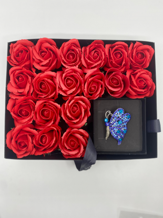 Brosa Fluture cu cristale, albastru, 7x6 cm, BR1100.07 [3]