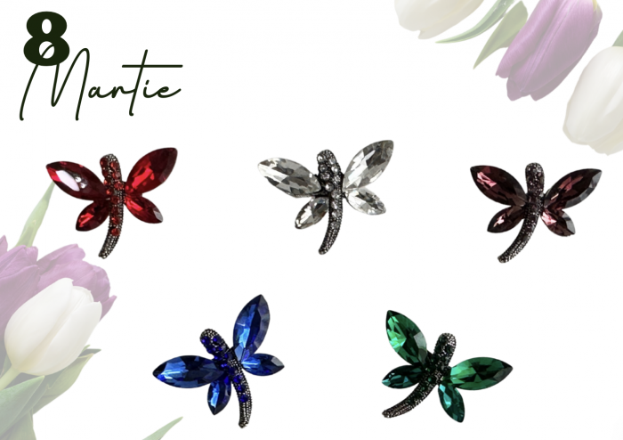 Brosa Fluture verde cu cristale  3x4 cm  BR23.058 [2]