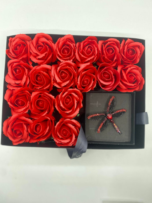 Brosa Libelula cu cristale, rosie, 7x6 cm, BR1100.09 [2]