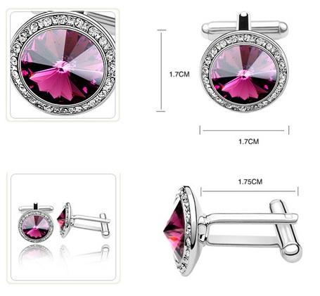 Butoni ROTUNZI purple cu cristale [3]