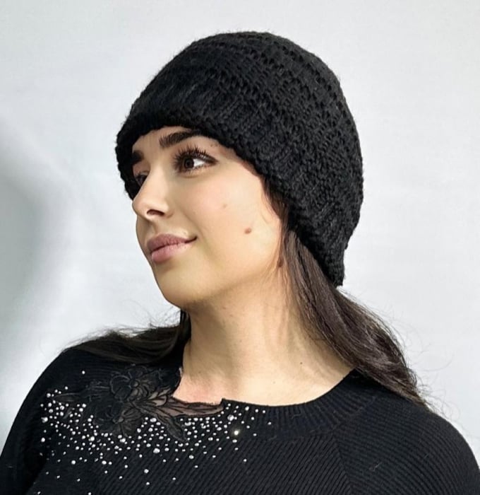 Caciula dama impletita, calduroasa si dublata în interior, HONEY neagra [2]