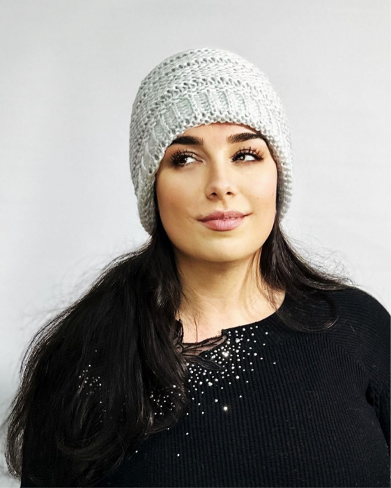 Caciula dama impletita, calduroasa si dublata în interior, HONEY gri deschis [2]