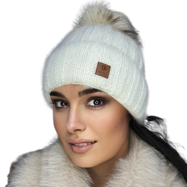 Căciulă de damă DARIA – model de iarnă cu pompon, interior polar, tricot moale și foarte călduroasă [2]