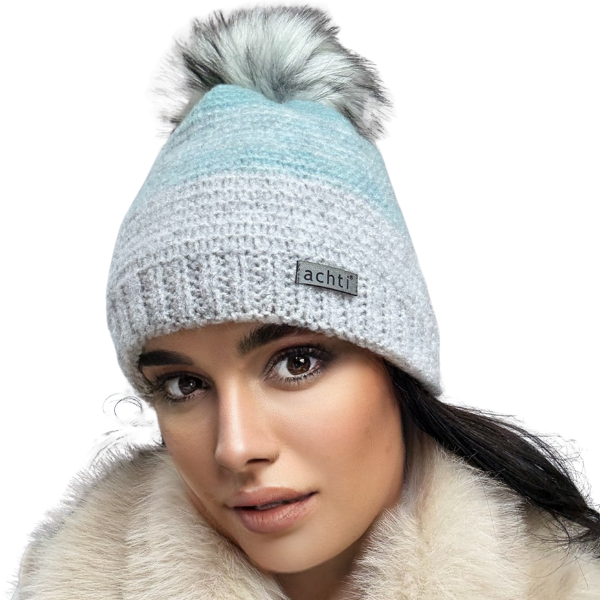Căciulă de damă DARIA – model de iarnă cu pompon, interior polar, tricot moale și foarte călduroasă [2]