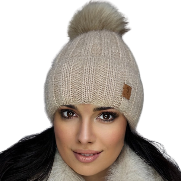 Căciulă de damă DARIA – model de iarnă cu pompon, interior polar, tricot moale și foarte călduroasă [3]