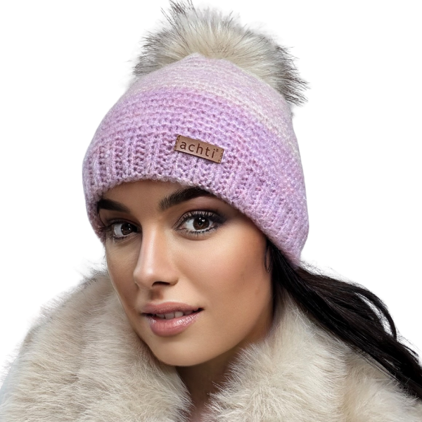 Căciulă de damă DARIA – model de iarnă cu pompon, interior polar, tricot moale și foarte călduroasă [2]