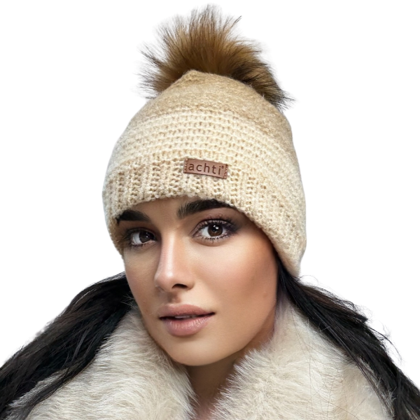 Căciulă de damă DARIA – model de iarnă cu pompon, interior polar, tricot moale și foarte călduroasă [2]