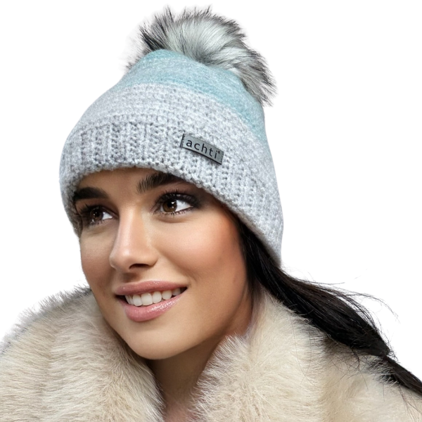 Căciulă de damă DARIA – model de iarnă cu pompon, interior polar, tricot moale și foarte călduroasă [3]