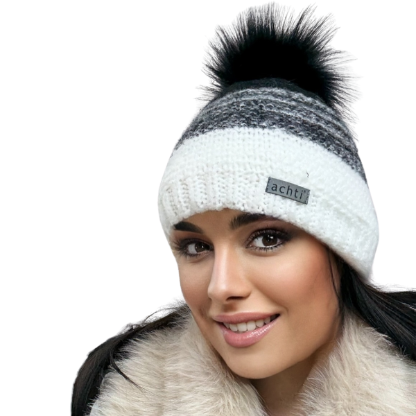 Căciulă de damă DARIA – model de iarnă cu pompon, interior polar, tricot moale și foarte călduroasă [2]