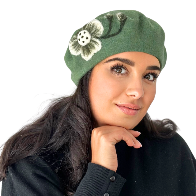 Caciula de dama stil bereta verde 100% lana, marime universala  BM22.03.V01, Polonia [2]