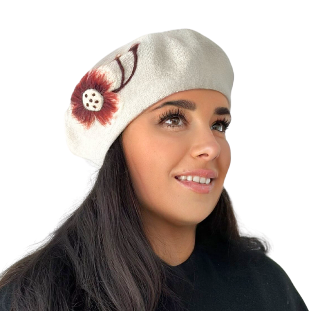 Caciula de dama stil bereta bej 100% lana, marime universala  BM22.03.B02 Polonia [3]