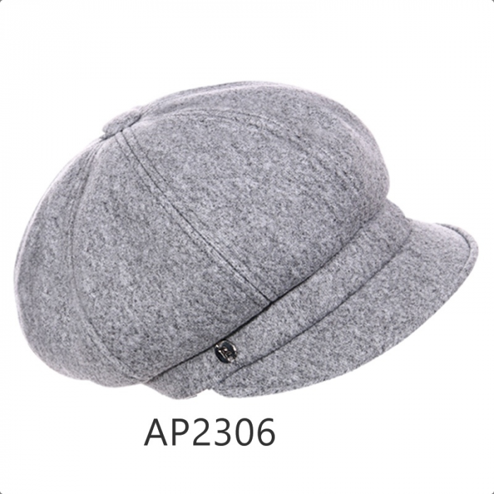 Caciula de dama stil bereta cu cozoroc 100% lana, marime universala TTS22.01.AP2306 gri Rabionek Polonia [1]