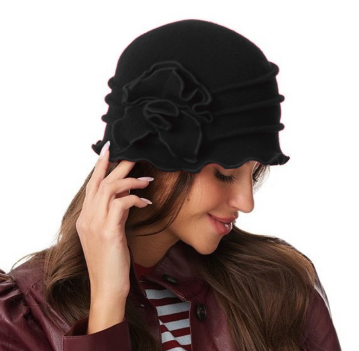 Caciula de dama stil bereta DEEA 100% lana, marime universala  D25.06_negru [1]