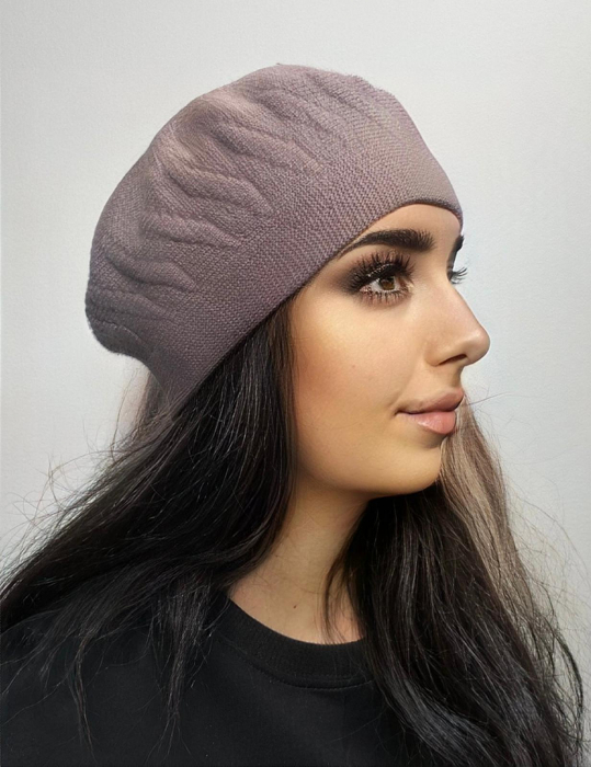 Caciula de dama stil bereta ELIZA, marime universala, culoare mov-plamaniu [2]