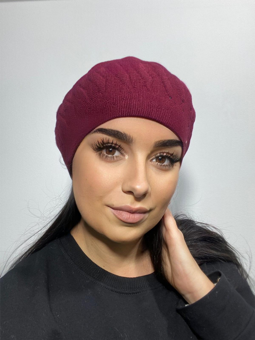 Caciula de dama stil bereta ELIZA, marime universala, culoare visiniu [2]