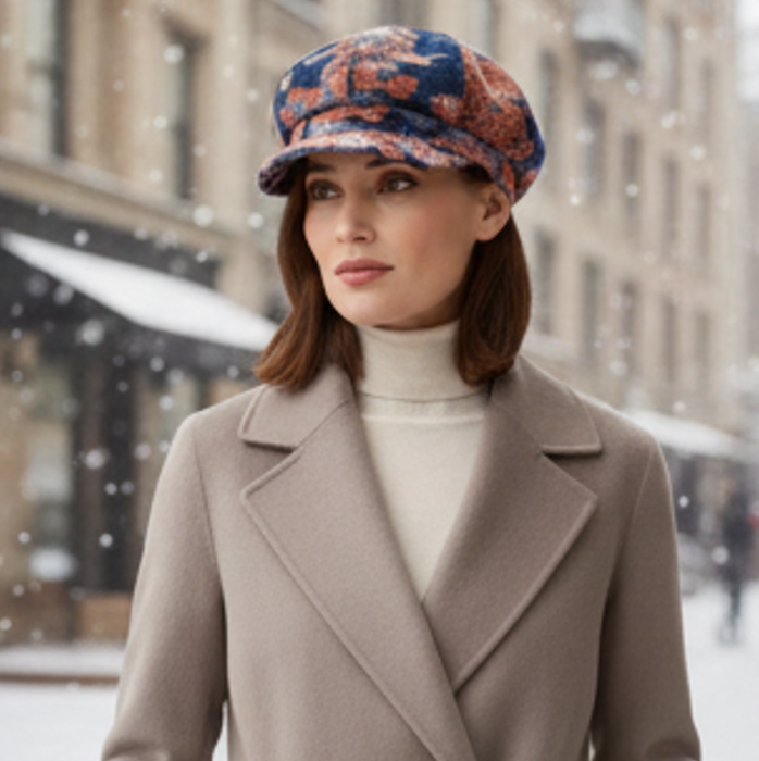 Caciula de dama stil bereta EMILIA cu cozoroc 100% lana,ala TTO22.01.T042 Rabionek Polonia [2]