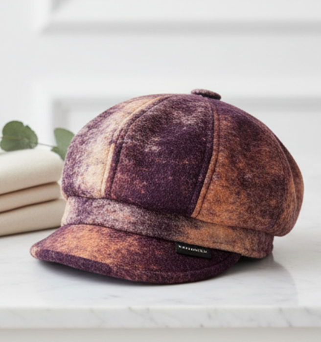 Caciula de dama stil bereta EMILIA cu cozoroc 100% lana  TTO22.01.T02 Rabionek Polonia [4]