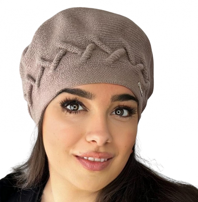 Caciula de dama stil bereta, marime universala, culoare bej BELLA [2]