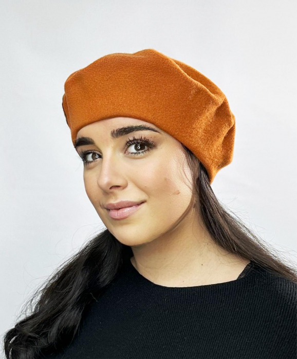 Caciula de dama stil bereta, marime universala, culoare portocaliu,  BM22.03, Polonia [2]