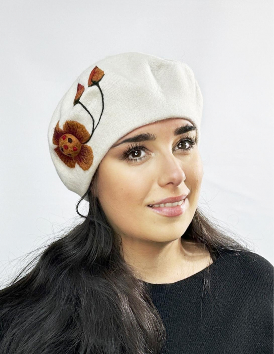 Caciula de dama stil bereta, marime universala, culoare ivory,  BM22.03, Polonia [2]