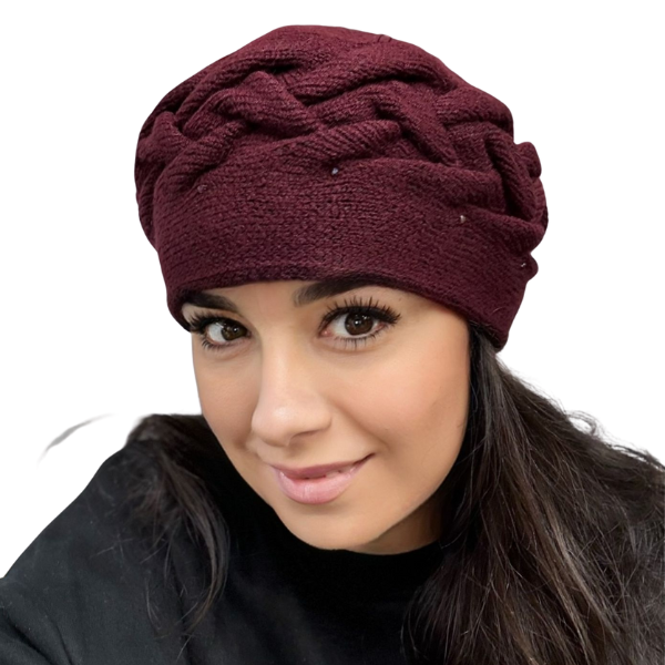 Caciula de dama stil bereta, marime universala, culoare rosu vin, BELLA [1]