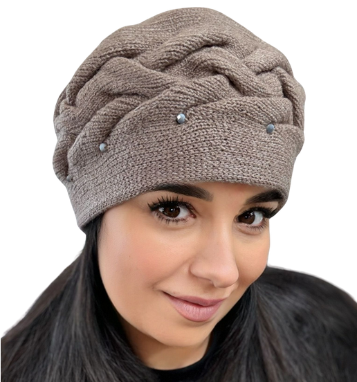 Caciula de dama stil bereta, marime universala, culoare rosu vin, BELLA [1]
