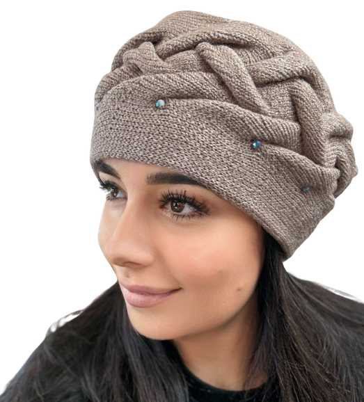 Caciula de dama stil bereta, marime universala, culoare rosu vin, BELLA [2]