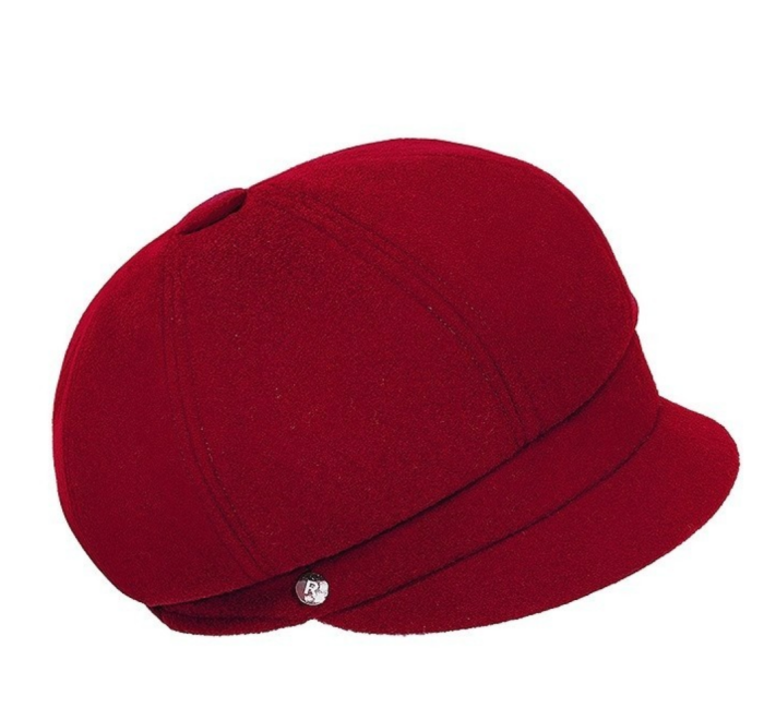 Caciula de dama stil bereta  MIA cu cozoroc 100% lana,  S23.971W.  WG376T rosu wine Rabionek Polonia [1]