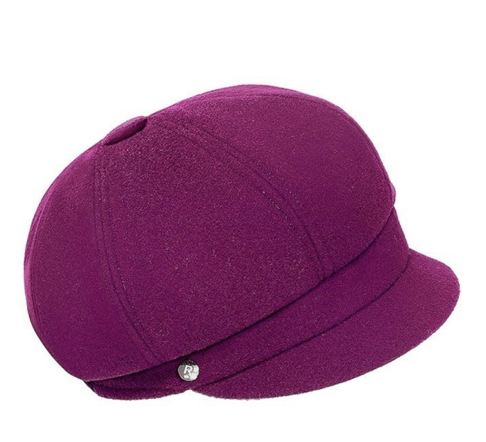Caciula de dama stil bereta  MIA cu cozoroc 100% lana,  S23.971W. WG602T mov Rabionek Polonia [1]